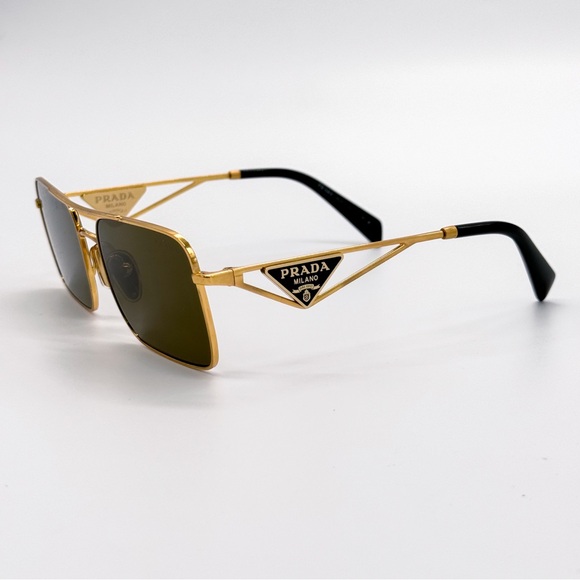 NEW PRADA SPR A52 15N01T SQUARE GOLD PRA52S 15N01T WOMEN PR A52S SUNGLASSES - Picture 7 of 12